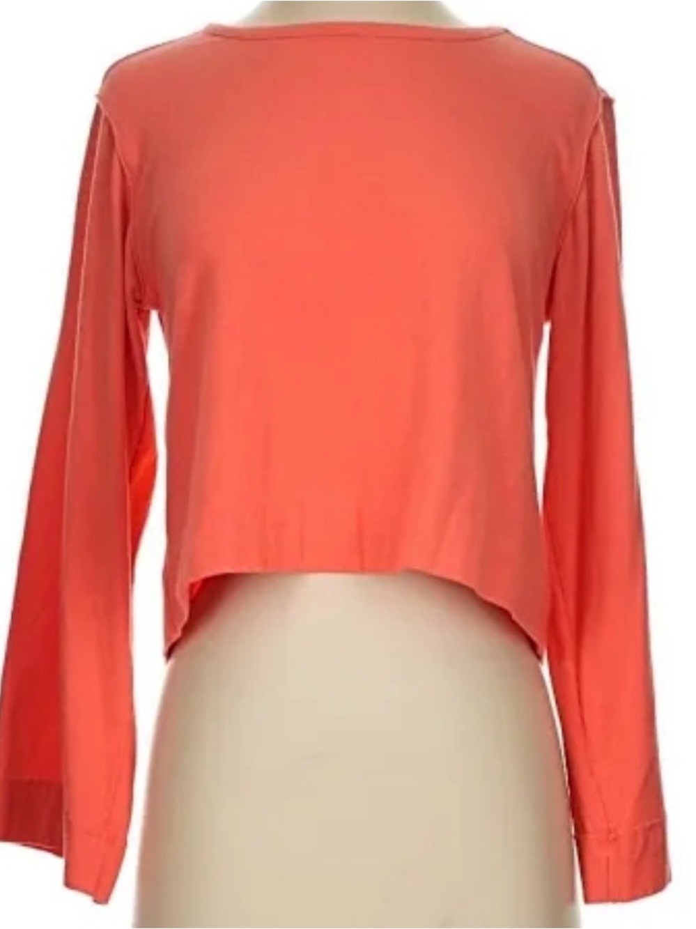 Anthropologie Coral Long-Sleeve Cropped Top